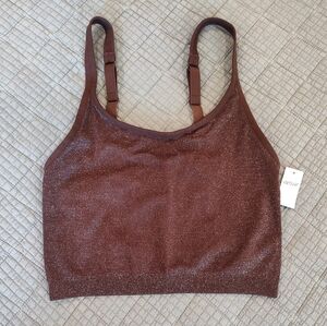NWT Aerie Brown Sparkle Cropped Athletic Top